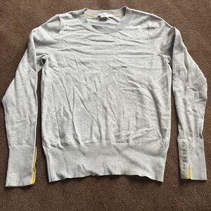 Boden Light Gray Crewneck Sweater w/ yellow accent sz small